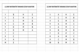 11 - 12.Sınıf Matematik Taraması Cevap Anahtarı (15.04.2026)